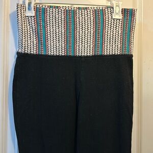 Black Mossimo Yoga Pants with Multicolor Patterned Band